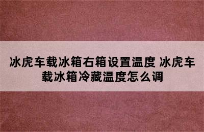 冰虎车载冰箱右箱设置温度 冰虎车载冰箱冷藏温度怎么调